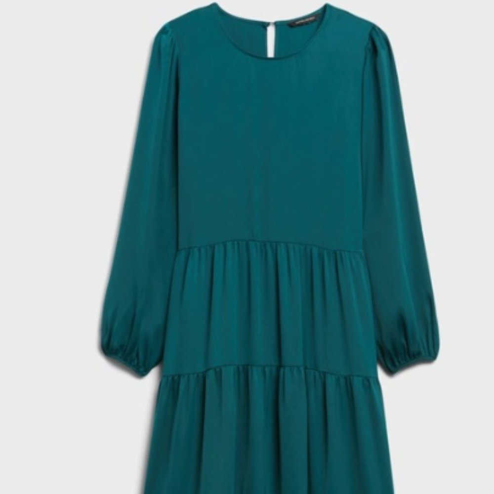 Satin Tiered A-line Midi Dress